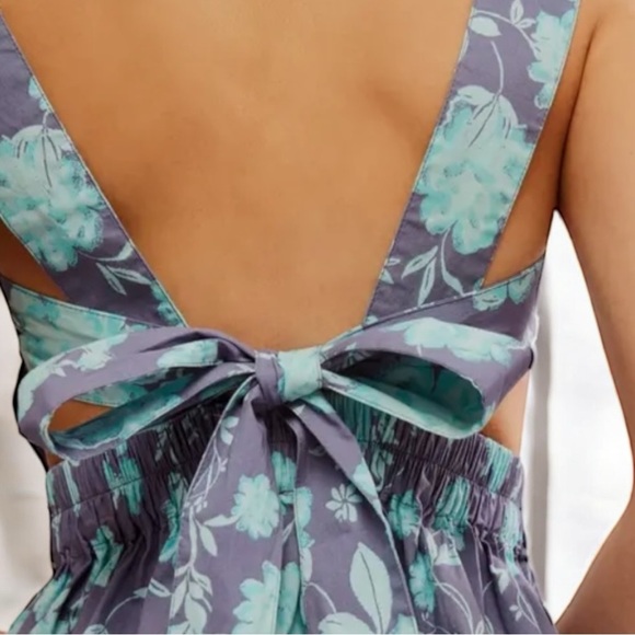 🌻FREE PEOPLE Meet Me In Maui Printed Mini Dress In Blue Size Small New Cond. - Picture 9 of 12